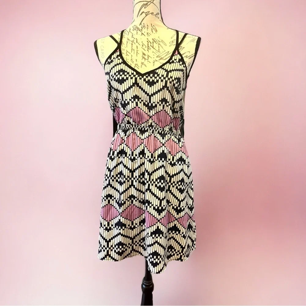 Lush Nordstrom Geometric print mini dress pink, white, navy Small EUC - Picture 1 of 14